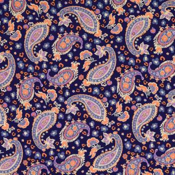 Viskose Popeline - Paisleymuster, marine